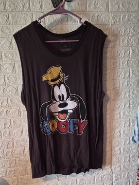 Goofy Graphic Muscle Tee - Black with Yellow, Red & Blue Lauren Modhi